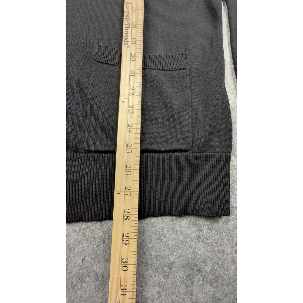 Liz Claiborne Womens XL Black Button Front V-Neck Cardigan Sweater Pockets - Picture 4 of 8